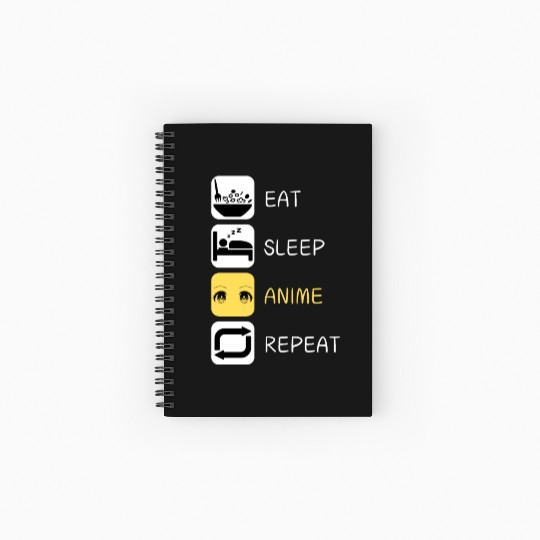 Eat Sleep Anime Repeat Japanese Culture Spiral Notebooks   Ruled Line
