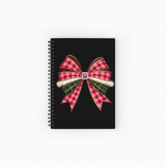 Christmas Coquette Bow, Christmas Spiral Notebooks   Ruled Line