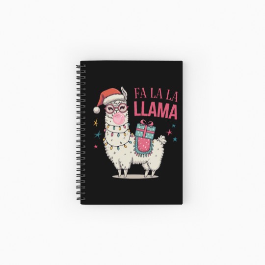 Christmas Llamas, Fa La La Llama Spiral Notebooks   Ruled Line