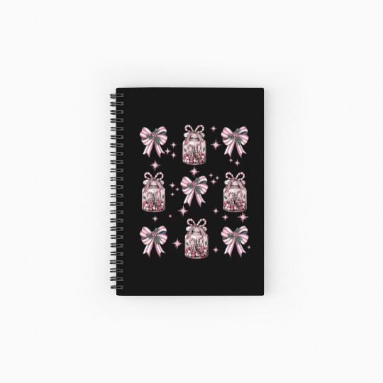 Christmas Coquette Bow, Merry Christmas Spiral Notebooks   Ruled Line