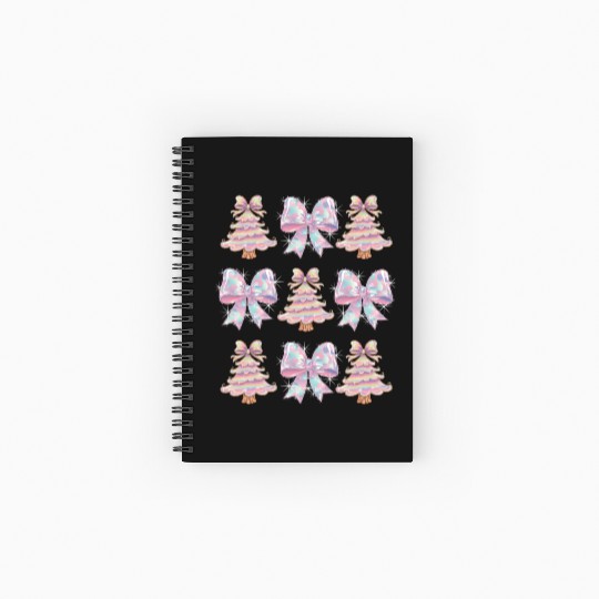 Christmas Coquette Bow, Merry Christmas Spiral Notebooks   Ruled Line
