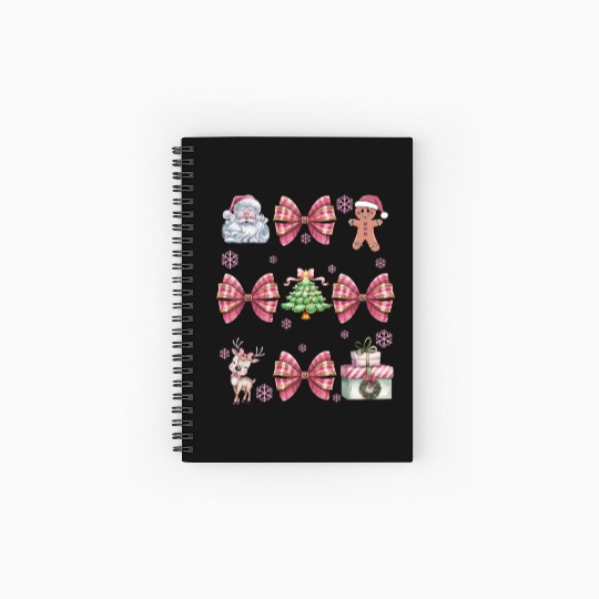 Merry Christmas, Christmas Coquette Bow Spiral Notebooks   Ruled Line