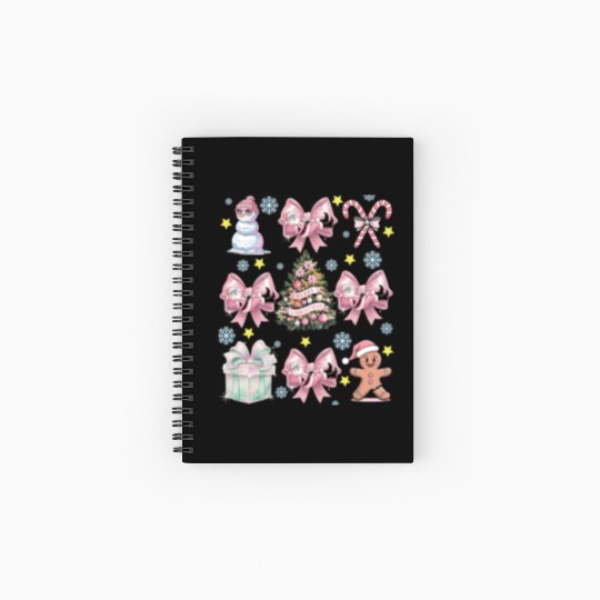 Merry Christmas, Christmas Coquette Bow Spiral Notebooks   Ruled Line