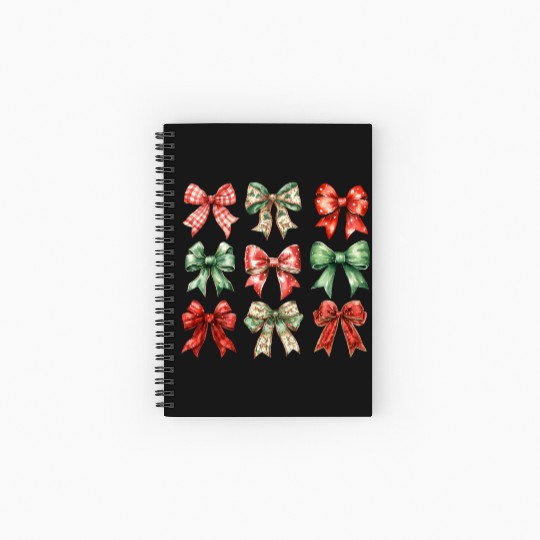 Christmas Coquette Bow, Cute Christmas Spiral Notebooks   Ruled Line