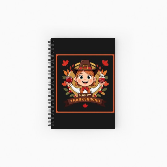 A cute child celebrate Happy Thanksgiving Spiral Notebooks   Ruled Line