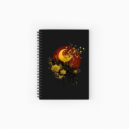 Celestial Lotus Moon Spray Design Spiral Notebooks   Ruled Line