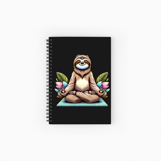 Meditative Sloth with Lotus Flowers Tranquility Spiral Notebooks   Ruled Line