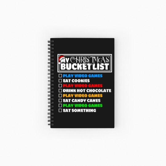 Christmas Bucket List Video Games Xmas Gamer Spiral Notebooks   Ruled Line