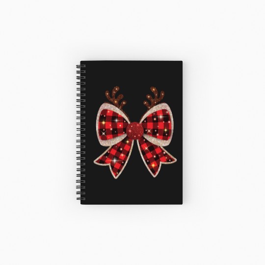 Christmas Coquette Bow, Merry Christmas Spiral Notebooks   Ruled Line
