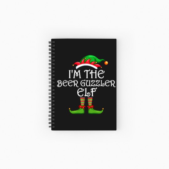I'm The Beer Guzzler Elf Matching Family Christmas Spiral Notebooks   Ruled Line