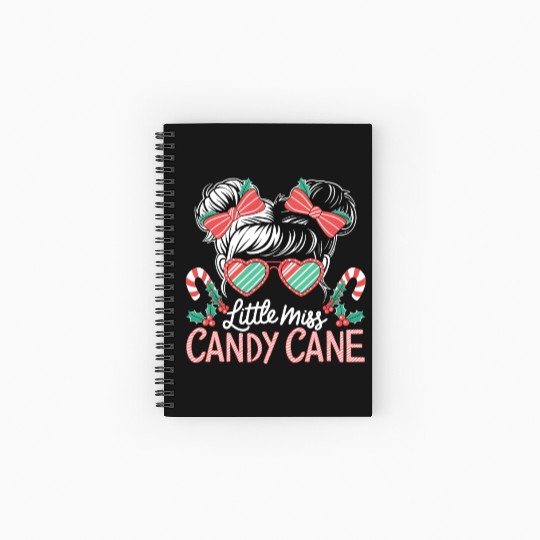 Little Miss Candy Cane Christmas Messy Bun Toddler Spiral Notebooks   Ruled Line