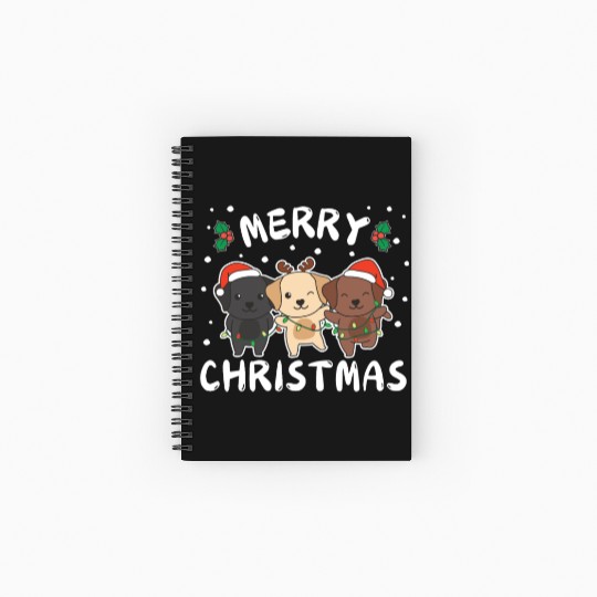 Merry Christmas Cute Labrador Festive Lights Spiral Notebooks   Ruled Line