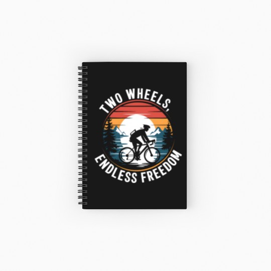 Two Wheels Endless Freedom Cycling Spiral Notebooks   Ruled Line