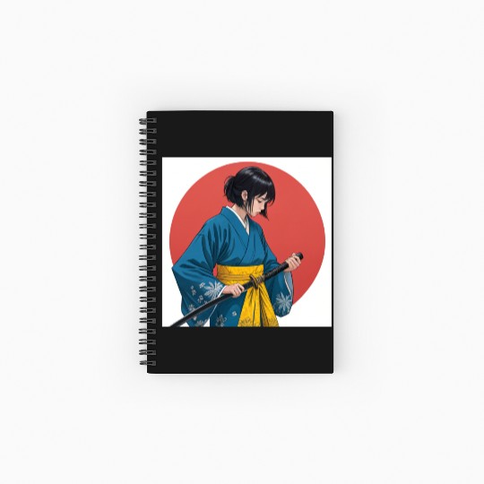 Blossom and Blade: Kimono-Clad Warrior Girl, Japan Spiral Notebooks   Ruled Line