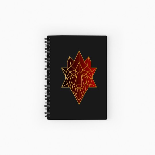Geometric wolf animals gold and red gradient cool Spiral Notebooks   Ruled Line