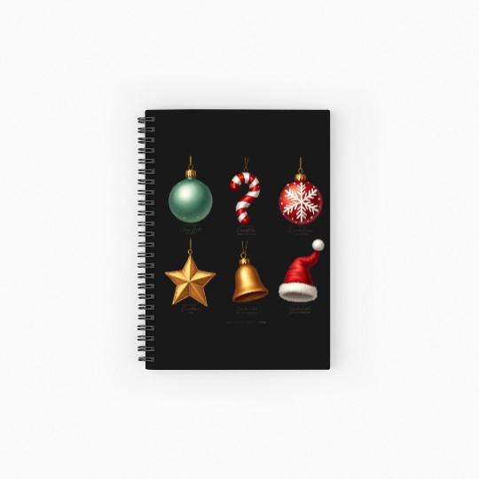 Christmas Ornaments Collection Art Spiral Notebooks   Ruled Line