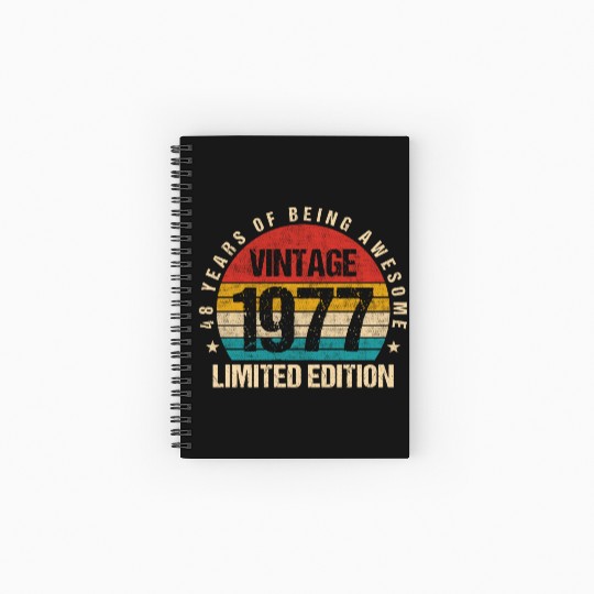 Vintage 1977 Limited Edition 48th Birthday Gift Spiral Notebooks   Ruled Line