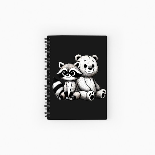 Raccoon & Bear Friendship - Snuggly Companions Spiral Notebooks   Ruled Line