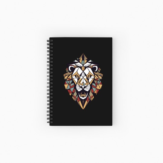 "Cosmic Geometric Lion Spiral Notebooks   Ruled Line: Majestic Celestial