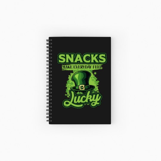 Snacks Make Everyday Feel Lucky St Patricks Day Spiral Notebooks   Ruled Line