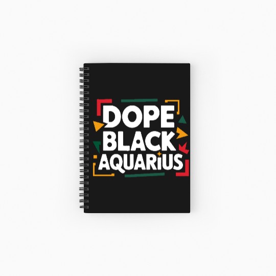 Dope Black Aquarius Spiral Notebooks   Ruled Line