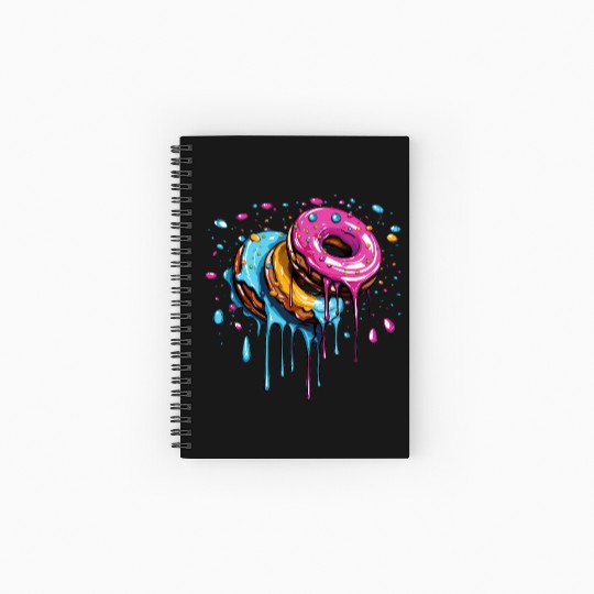 drippy flying donuts graphic design Spiral Notebooks   Ruled Line
