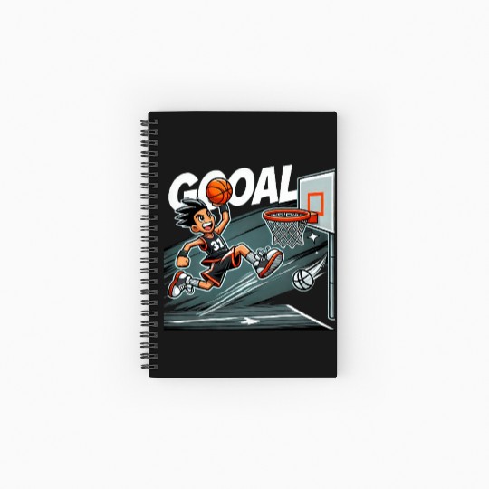 Slam Dunk Basketball Goal Cartoon Design Spiral Notebooks   Ruled Line