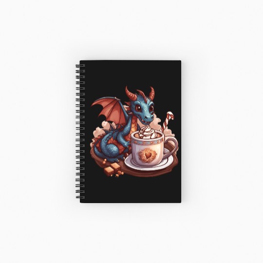 Cozy Dragon and Hot Chocolate Delight Spiral Notebooks   Ruled Line