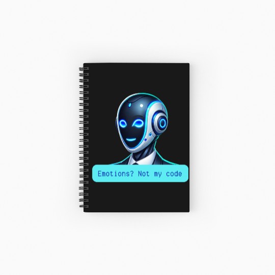 Emotions Not My Code Funny AI Robot Design Spiral Notebooks   Ruled Line