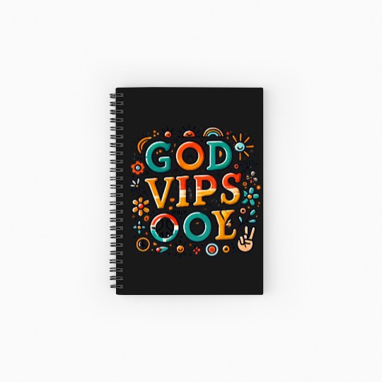 Retro God Vibes Only Positive Energy Design Spiral Notebooks   Ruled Line