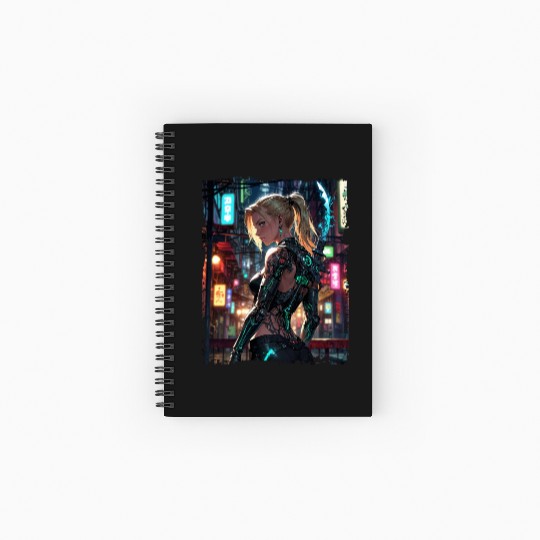 Cyberpunk Women Warrior Anime Spiral Notebooks   Ruled Line