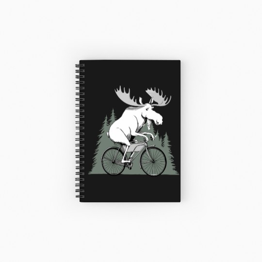 Handmade Moose on Bike Spiral Notebooks   Ruled Line – Unique Unisex