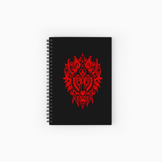 Tribal Red Wolf Spirit Spiral Notebooks   Ruled Line