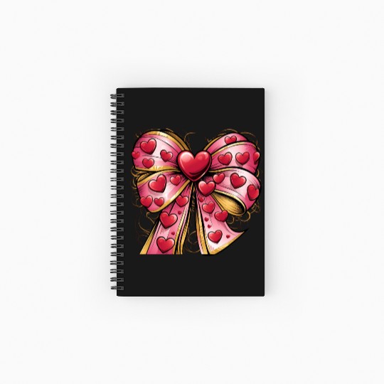 Valentine day Heart Coquette bow Bowtiful Arrangem Spiral Notebooks   Ruled Line