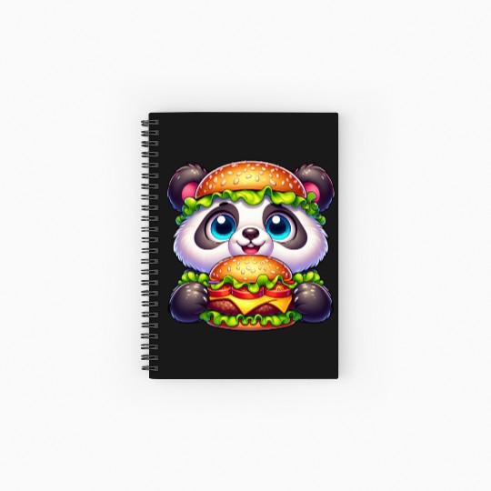 Quirky Panda Burger Funny Fast Food Design Spiral Notebooks   Ruled Line
