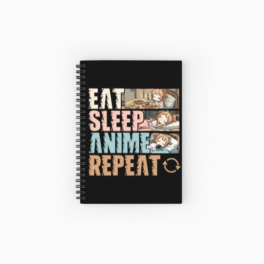 Eat Sleep Anime Repeat Funny Otaku Spiral Notebooks   Ruled Line