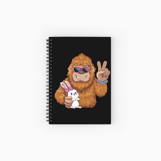 Bigfoot And Bunny Happy Easter Funny Spiral Notebooks   Ruled Line
