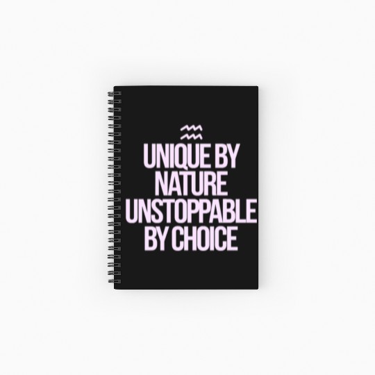 Unique By Nature Aquarius Character Zodiac Spiral Notebooks   Ruled Line