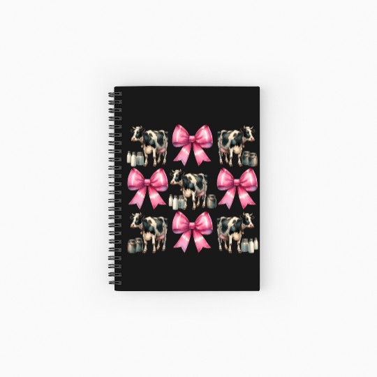 Coquette Bow Cow Farmer Milk Dairy Farmer Farming Spiral Notebooks   Ruled Line