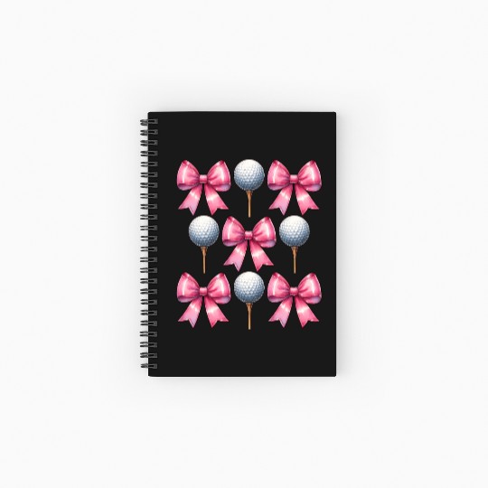 Coquette Bow Golf Ball Mothers Day Golfing Pink Spiral Notebooks   Ruled Line