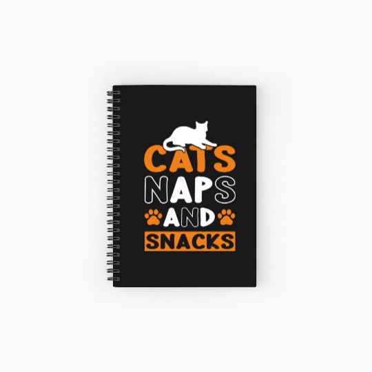Cats Naps and Snacks Design Spiral Notebooks   Ruled Line