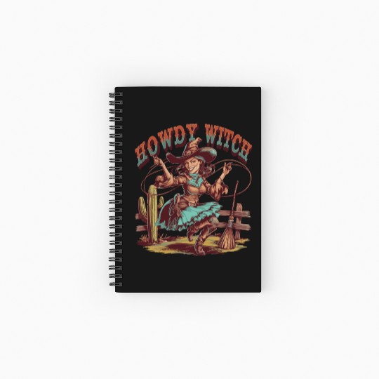 Howdy Witch Cowgirl Lasso Design Spiral Notebooks   Ruled Line