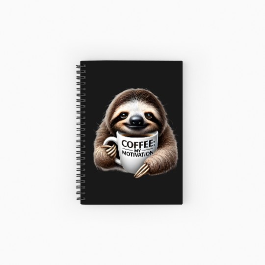 Sleepy Sloth Coffee Motivation Spiral Notebooks   Ruled Line
