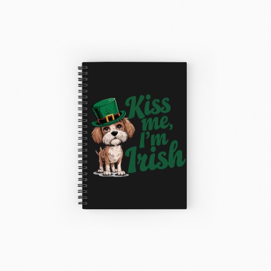 St. Patrick's Day Dog Kiss Me I'm Irish Cute Puppy Spiral Notebooks   Ruled Line