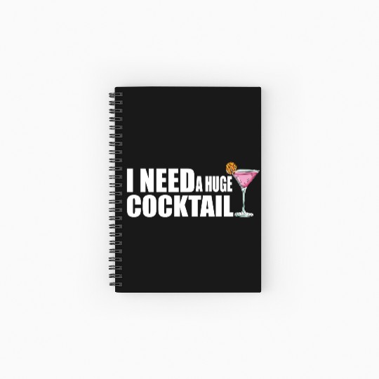 drinking, funny, huge, cocktail, adult, humor, Spiral Notebooks   Ruled Line