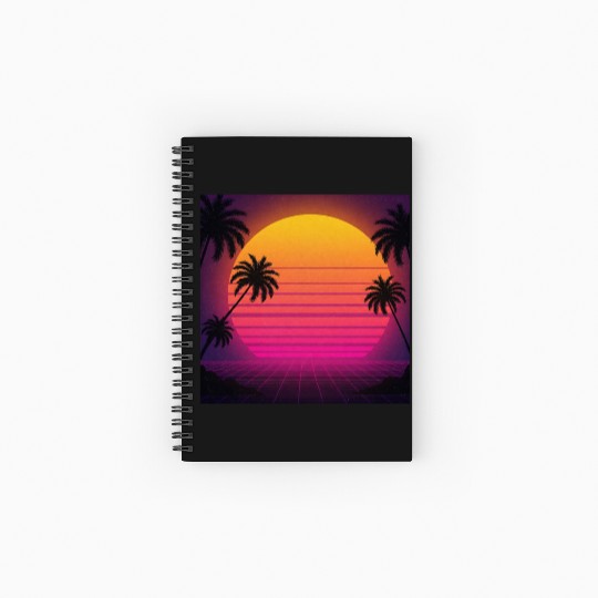 Retro Sunset with Palm Trees Spiral Notebooks   Ruled Line