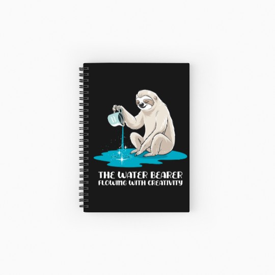 Aquarius Zodiac Sloth: The Water Bearer Flowing Spiral Notebooks   Ruled Line