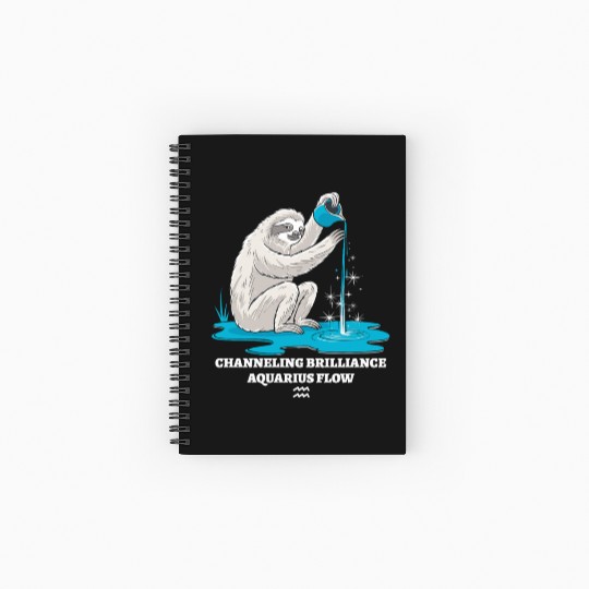 Channeling Brilliance Aquarius Zodiac Sloth Flow Spiral Notebooks   Ruled Line