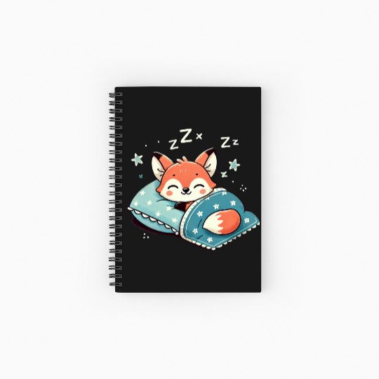Fox Sleeping In Bed At Night Time Spiral Notebooks   Ruled Line