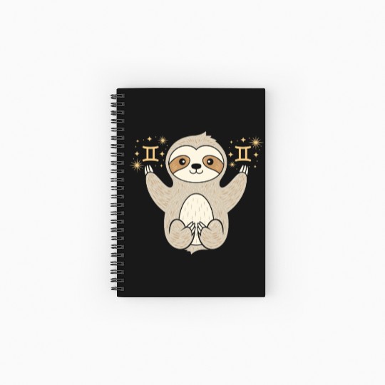 Gemini Zodiac Sloth Embracing Duality Magic Spiral Notebooks   Ruled Line